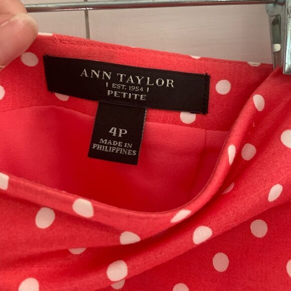 Ann Taylor Pink White Polka Dot Pencil Skirt - Picture 5 of 8